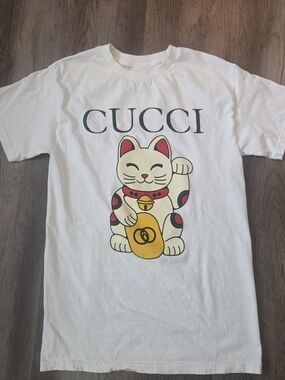 Goodie Brand CUCCI Saneki Neko Cat Tee Shirt Sz S